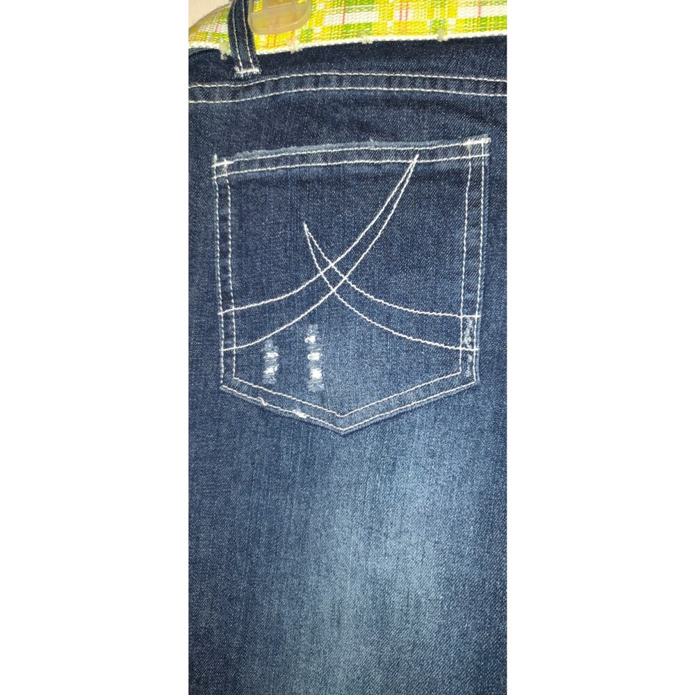 NWT Patchwork Denim Jeans OLD SKOOL URBAN Wide Hem ARTSY Distressed Rips Sz 5/6 - Picture 15 of 16